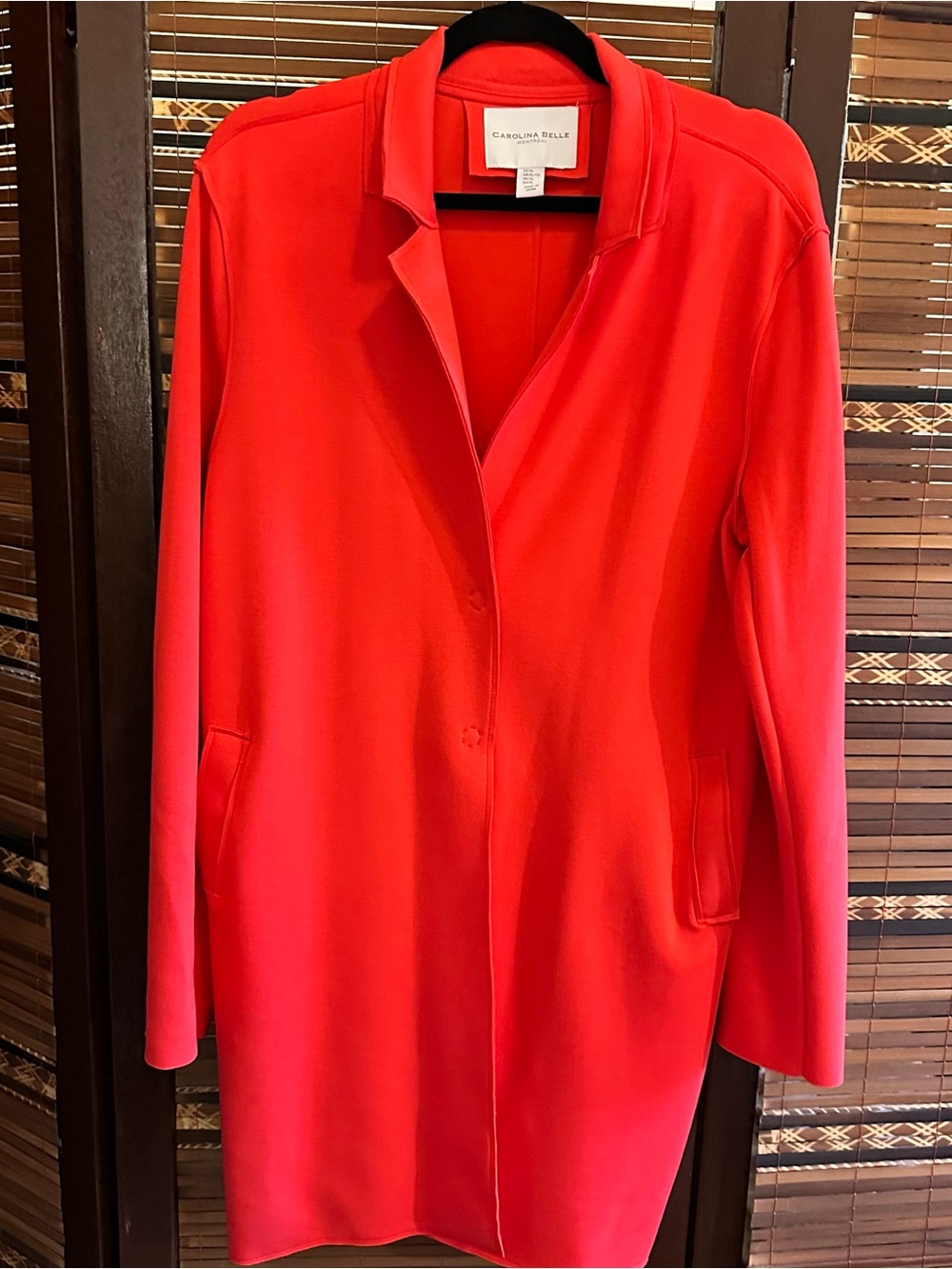 Carolina Belle Scuba Longline Red Blazer Overcoat - Picture 3 of 5